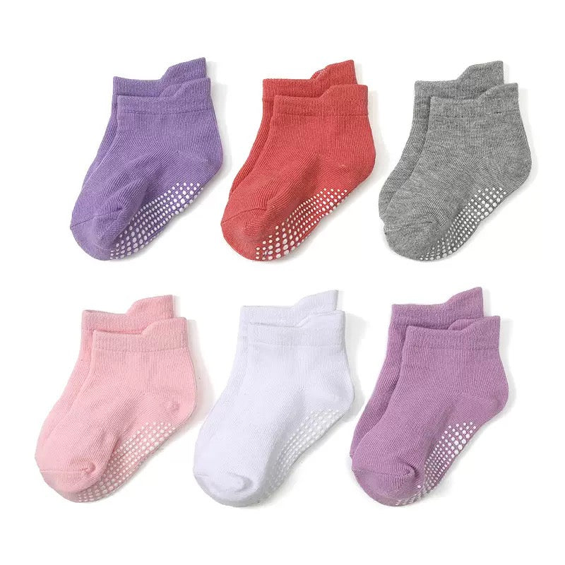 BASIQ kids Anti slip Combed Cotton solid girl 6 pair socks
