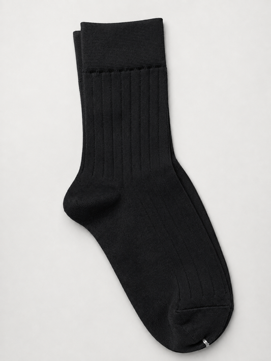 Antibacterial Deodorant Ribbed Solid Socks — 3 Pair Black Bundle