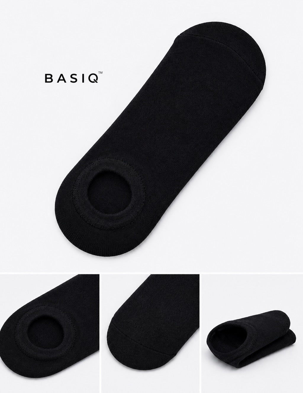 3 pair BASIQ Bundle - Solids No-show ankle socks - unisex