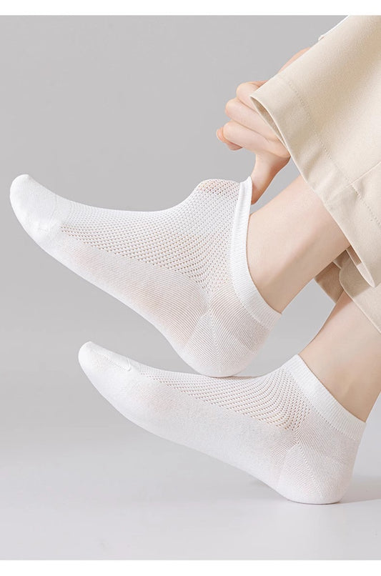 BASIQ Women's AirMesh 95% Combed cotton Ankle solid socks - anti odour, sweat absorbant, seamless, low cut socks