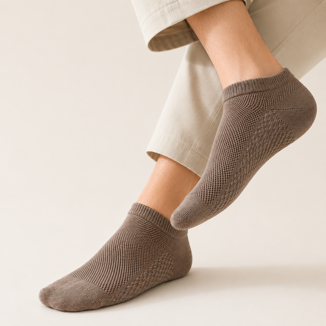 BASIQ Premium Cotton Mesh Ankle Socks – Breathable, Anti-Slip & Odor Control