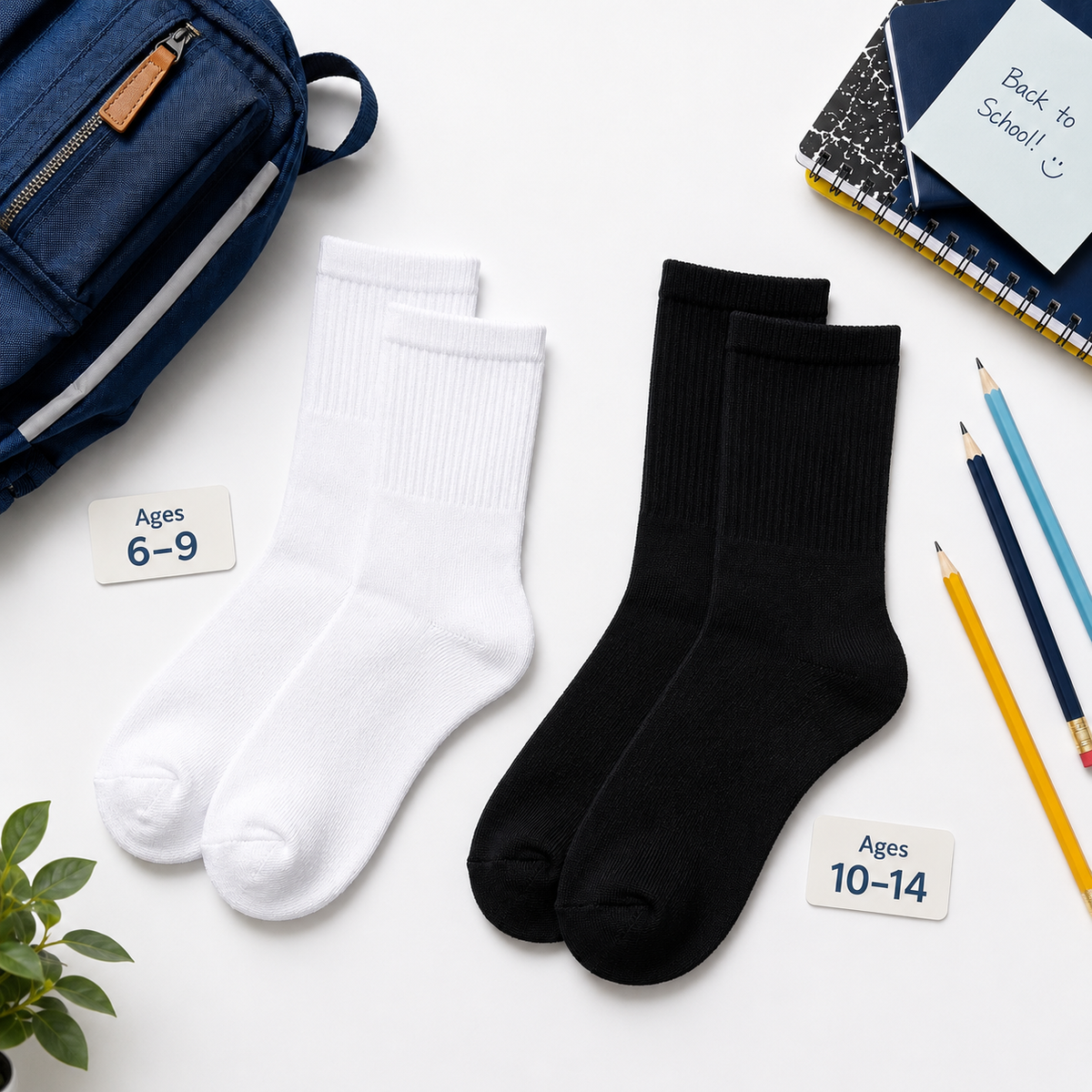 BASIQ School Socks — 5 Pair Bundle | black | Ages 6–14