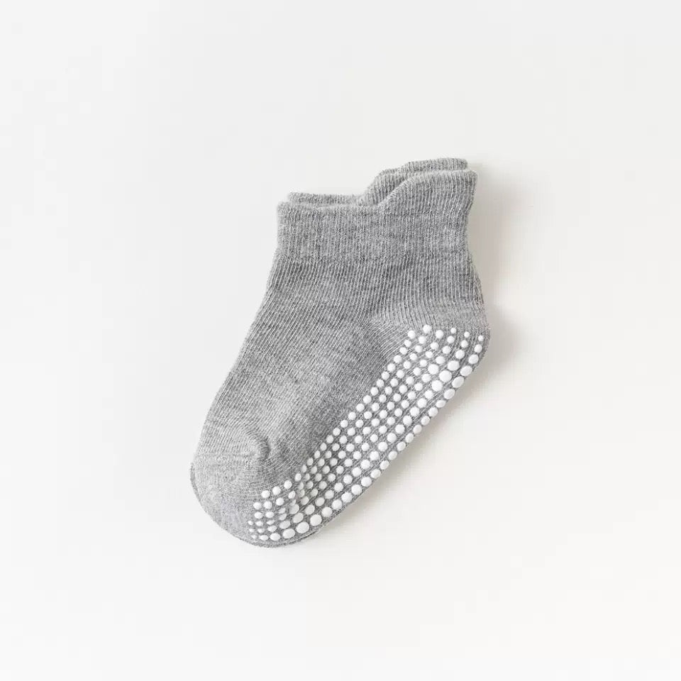 BASIQ Kids Anti slipping Solid Socks Bundle black Blue Gray (3 Pairs)