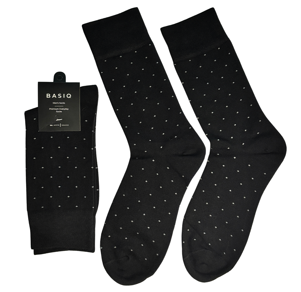 BASIQ 3 Pair Men’s Socks Bundle – Black Micro Dot, Burgundy Herringbone & Royal Blue Helicopter