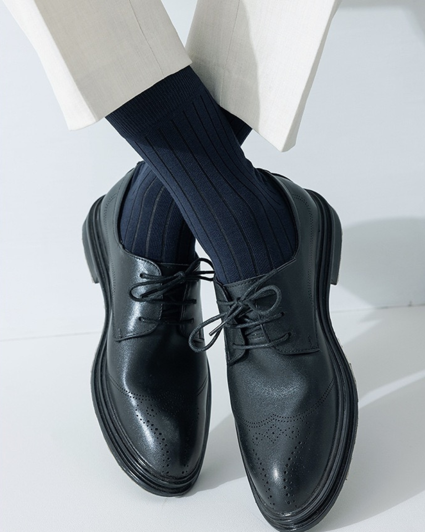 BASIQ™ Premium Ribbed Crew Socks – 95% Cotton | 10A Antibacterial | 200 Needle Knit - Black