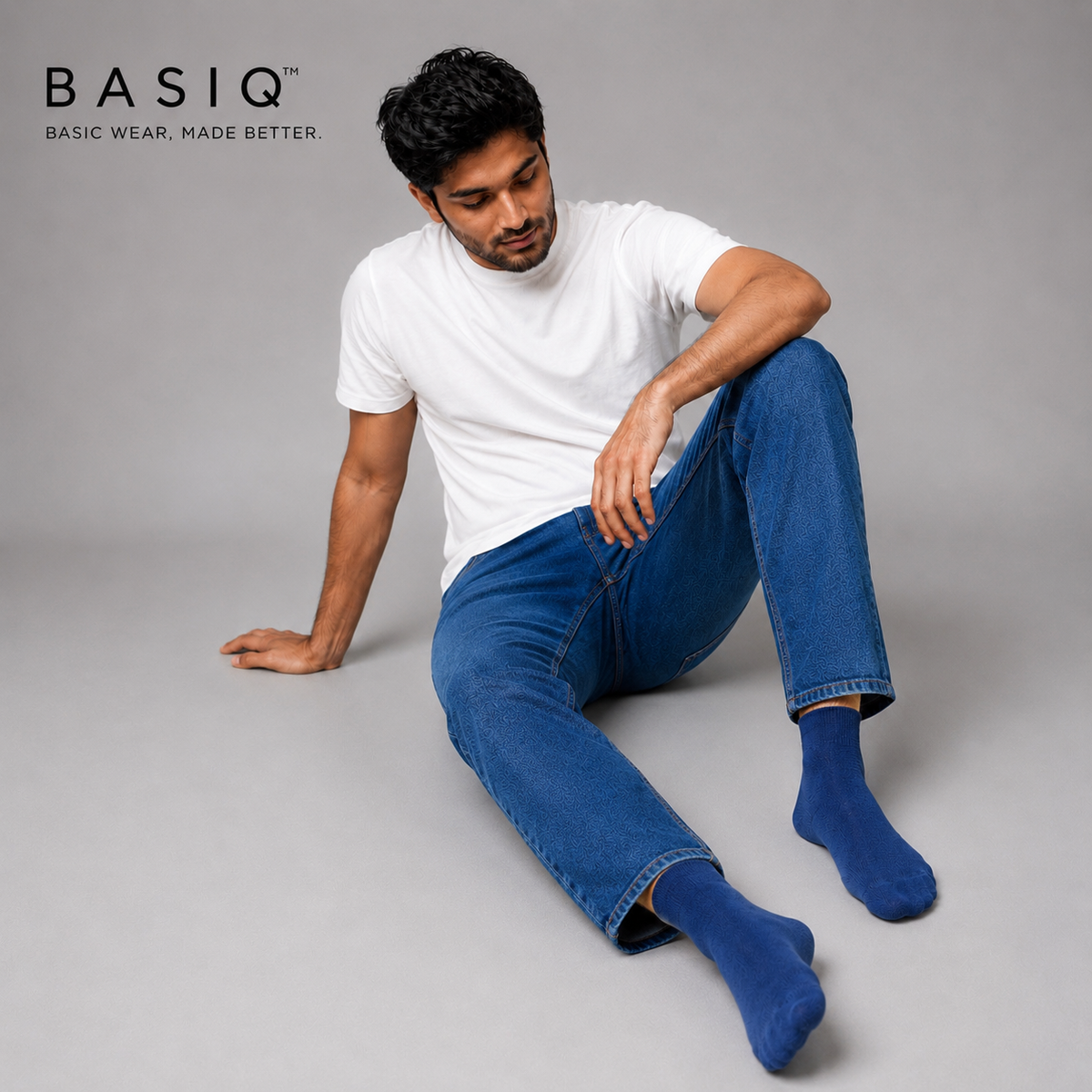 5 Pair BASIQ Bundle - Signature Antibacterial Crew Socks for Men