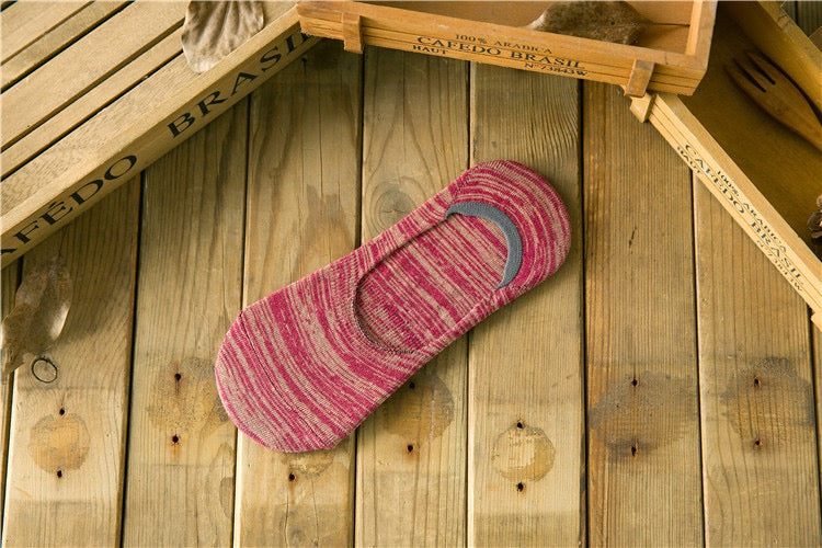 4 Pair BASIQ Bundle - Cotton Ethnic Invisible Socks | No-Show, Anti-Slip Silicone Grip, Breathable Unisex Loafer Socks