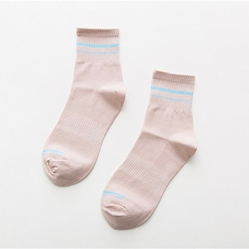 BASIQ Women’s Pastel Stripe Cotton Socks - 5 colors