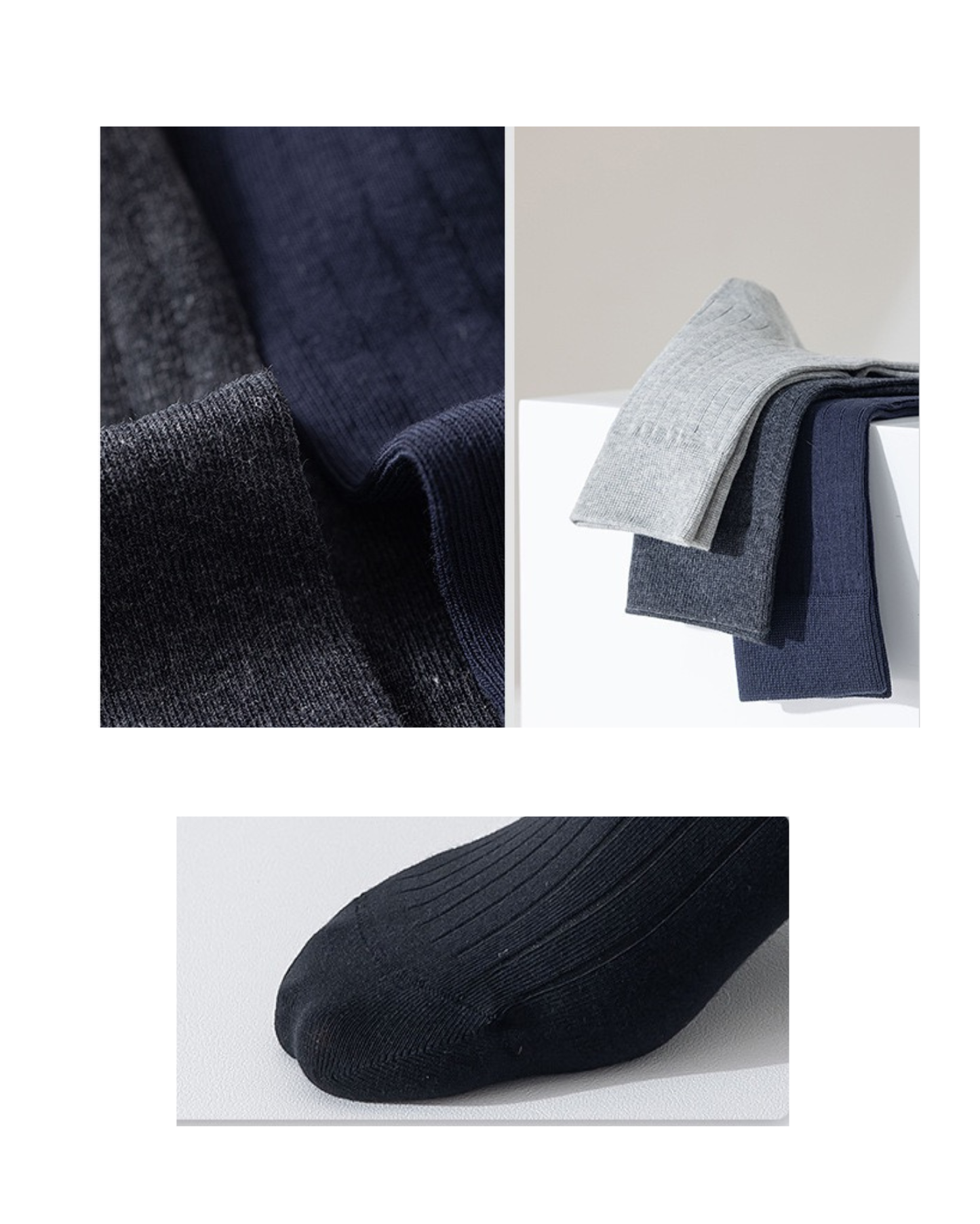BASIQ™ Premium Ribbed Crew Socks – 95% Cotton | 10A Antibacterial | 200 Needle Knit - Black