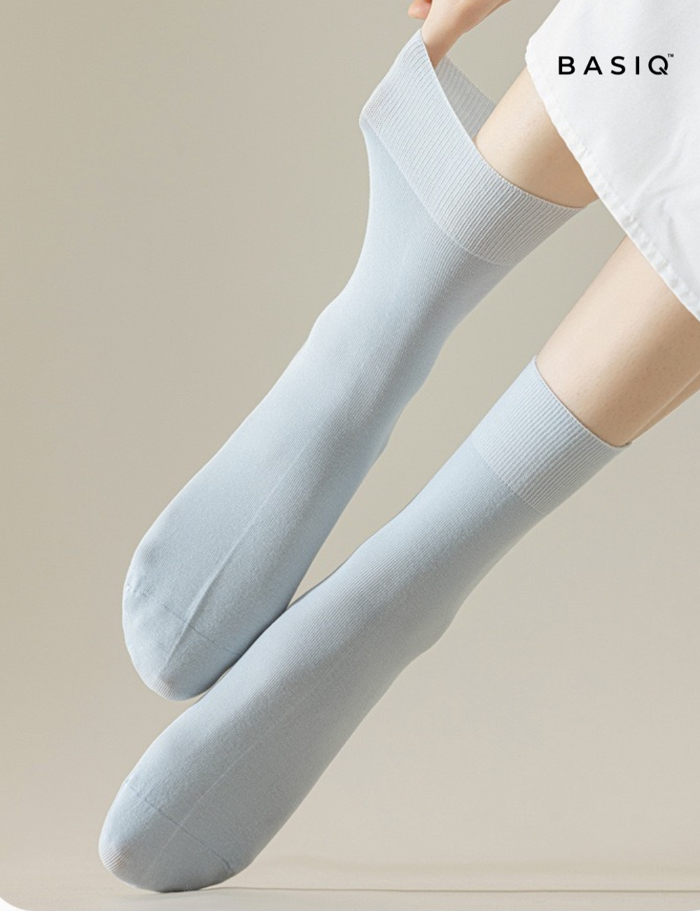 BASIQ Women's Combed Cotton Crew Socks - Ash Gray