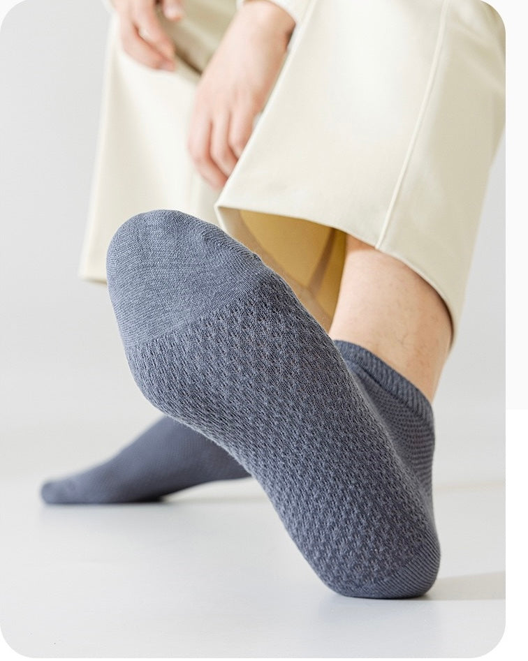 BASIQ Premium Cotton Mesh Ankle Socks – Breathable, Anti-Slip & Odor Control