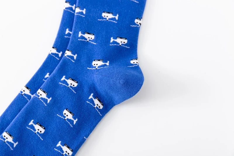 BASIQ 3 Pair Men’s Socks Bundle – Black Micro Dot, Burgundy Herringbone & Royal Blue Helicopter