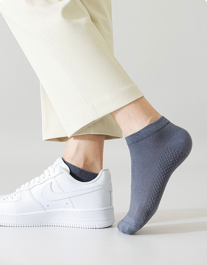BASIQ Premium Cotton Mesh Ankle Socks – Breathable, Anti-Slip & Odor Control