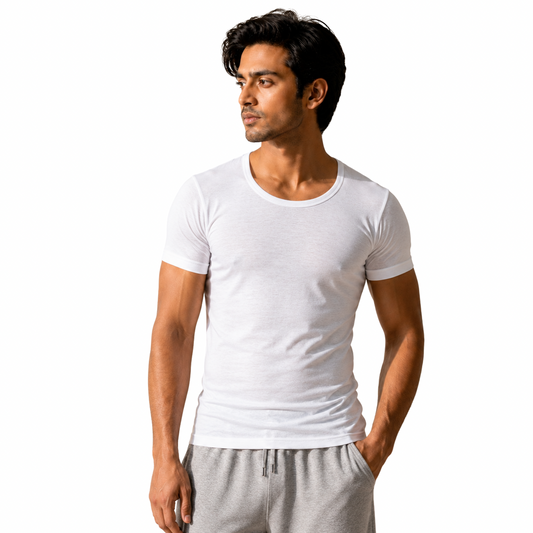 BASIQ Men’s Undershirt (3 Pack) – 100% Combed Cotton