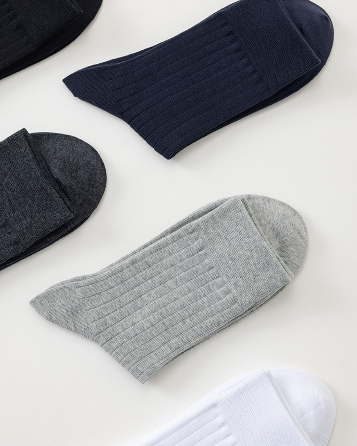 BASIQ™ Premium Ribbed Crew Socks – 95% Cotton | 10A Antibacterial | 200 Needle Knit - Black