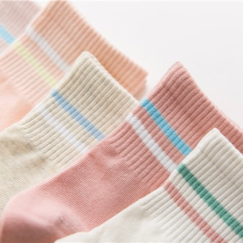 BASIQ Women’s Pastel Stripe Cotton Socks - 5 colors