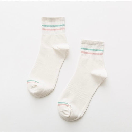 BASIQ Women’s Pastel Stripe Cotton Socks - 5 colors
