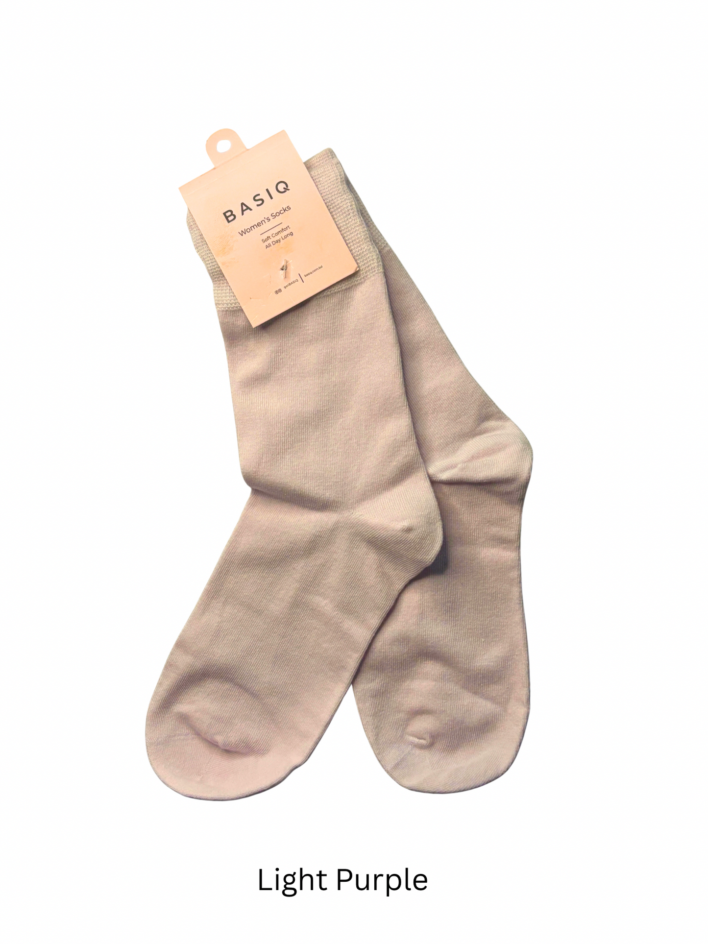BASIQ Women's Antibacterial Crew Socks - Combed Cotton & Anti Odour Solid Socks