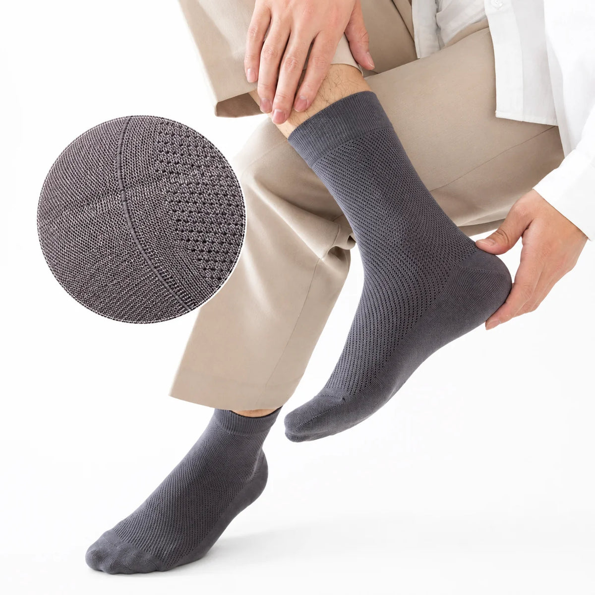 3 Pair BASIQ bundle - Airmesh Crew Solid Socks - Men