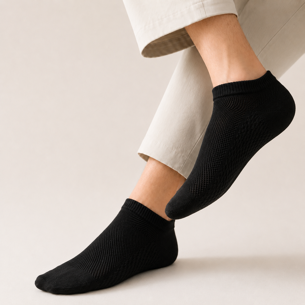BASIQ Premium Cotton Mesh Ankle Socks – Breathable, Anti-Slip & Odor Control