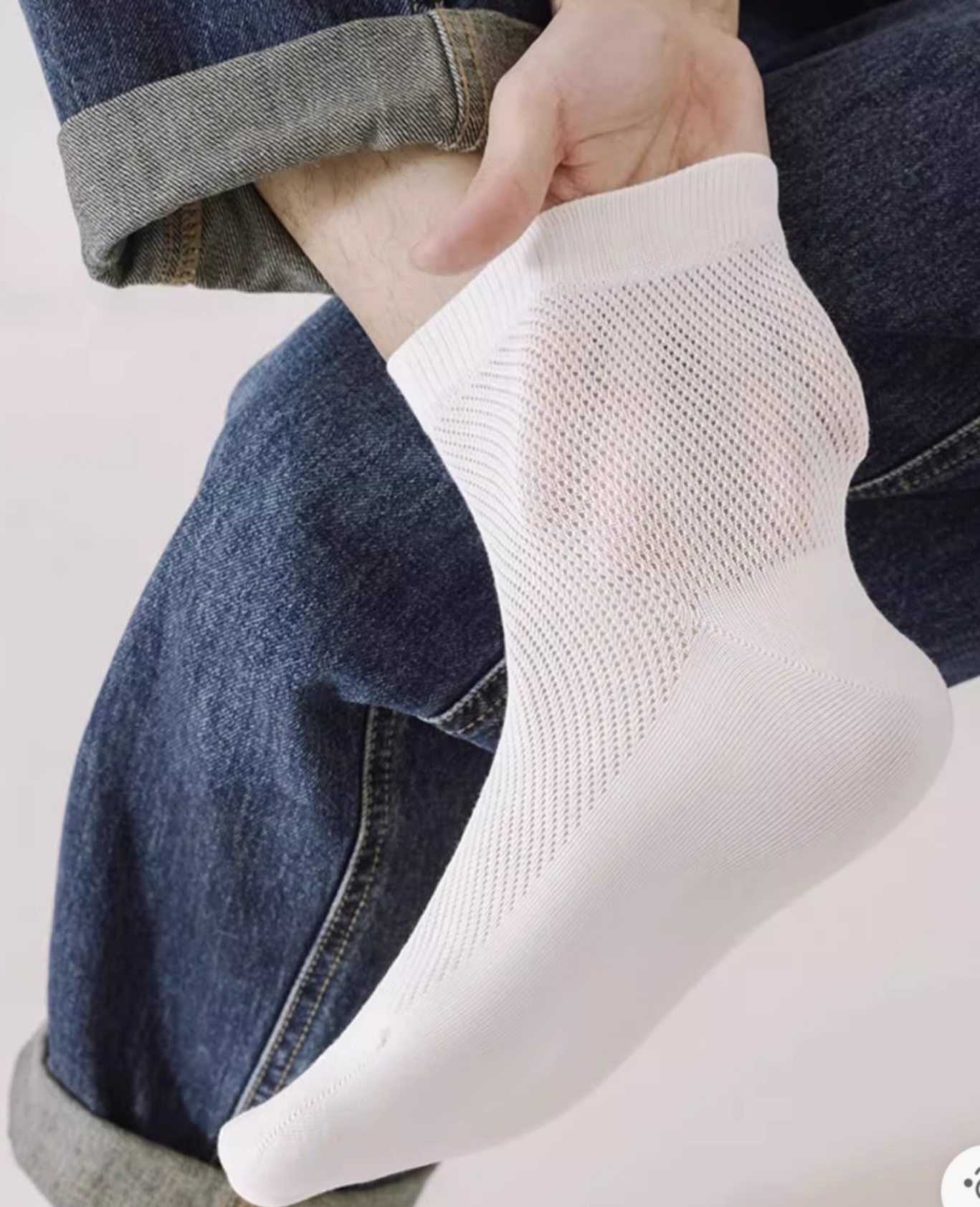 BASIQ™ Premium Mesh Cotton Crew Socks for Men | Breathable & Soft - Dark Gray