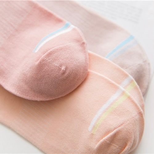 BASIQ Women’s Pastel Stripe Cotton Socks - 5 colors