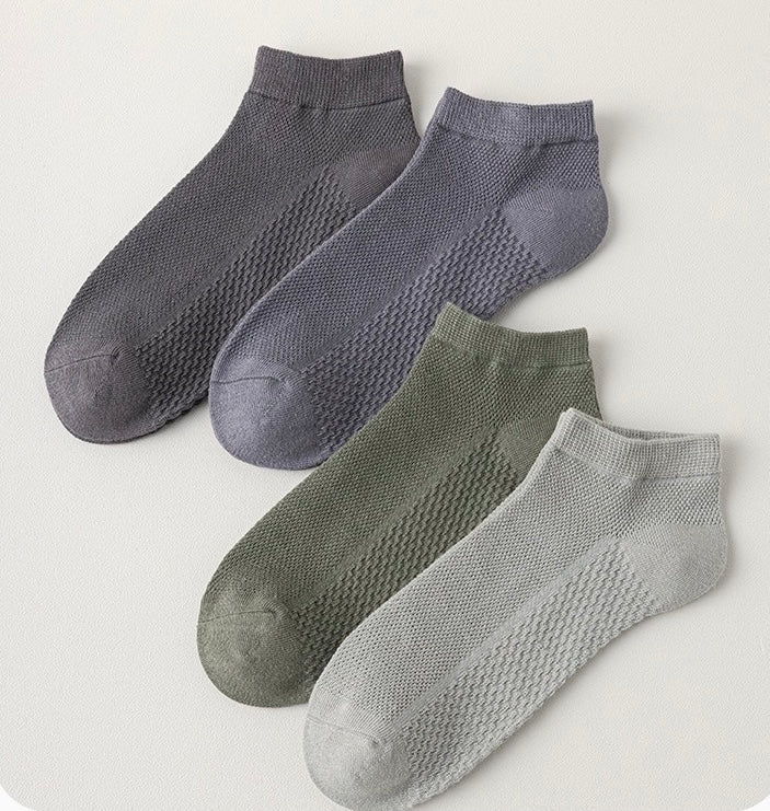 BASIQ Premium Cotton Mesh Ankle Socks – Breathable, Anti-Slip & Odor Control