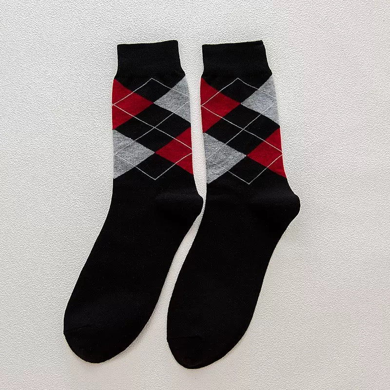 BASIQ 5 Pair Argyle Crew Business Socks Bundle