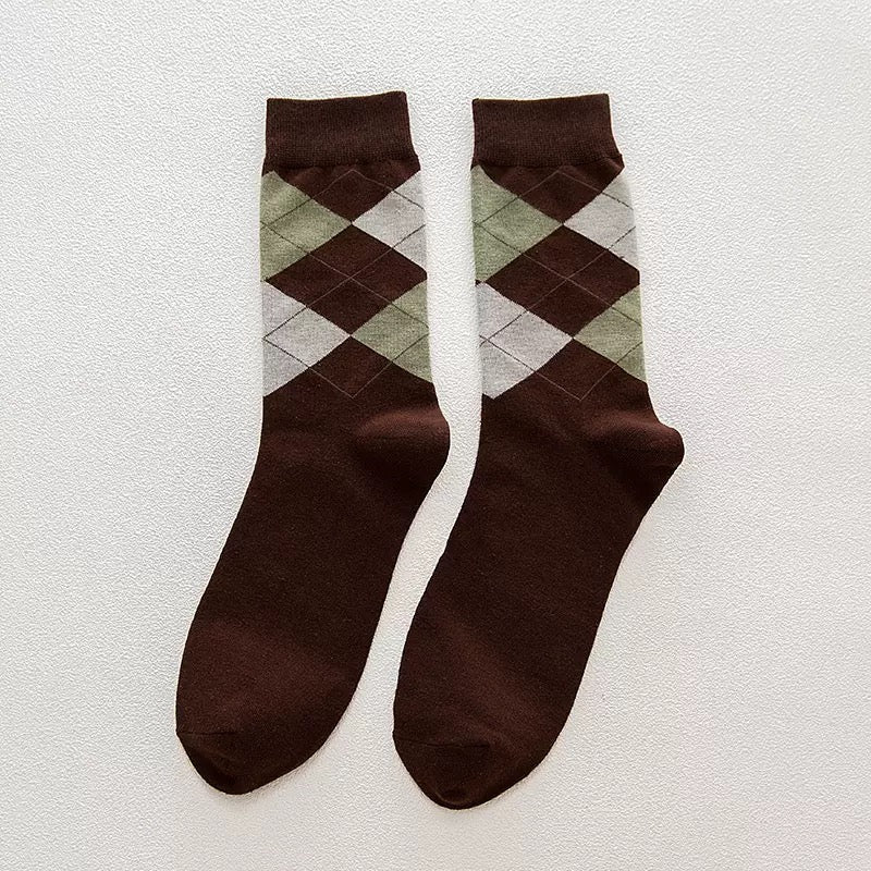 BASIQ 5 Pair Argyle Crew Business Socks Bundle