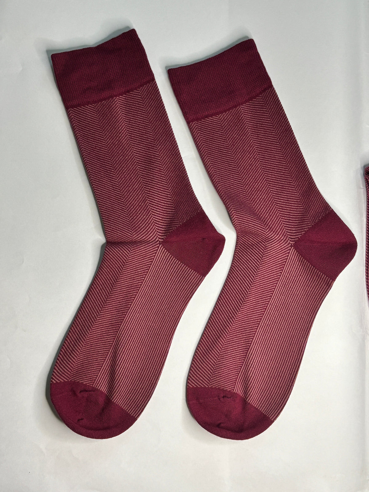 BASIQ Men’s Premium Herringbone Crew Socks – Antibacterial Cotton Dress Socks | Burgundy