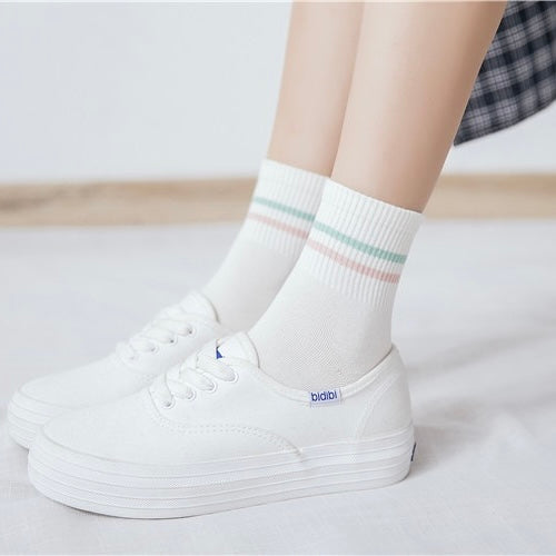 BASIQ Women’s Pastel Stripe Cotton Socks - 5 colors