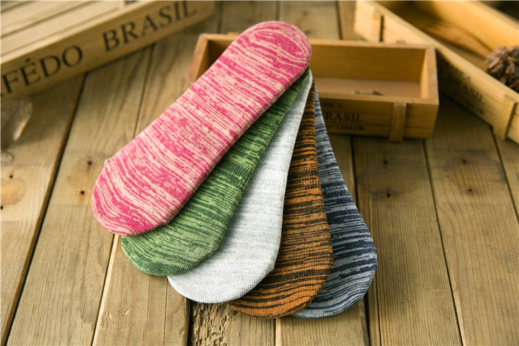 BASIQ Cotton Ethnic Invisible Socks | No-Show, Anti-Slip Silicone Grip, Breathable Unisex Loafer Socks