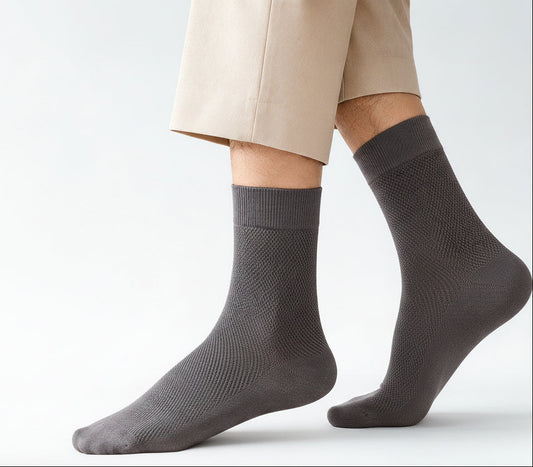 BASIQ™ Premium Mesh Cotton Crew Socks for Men | Breathable & Soft - Black