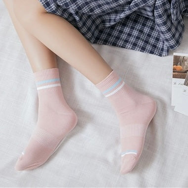 BASIQ Women’s Pastel Stripe Cotton Socks - 5 colors