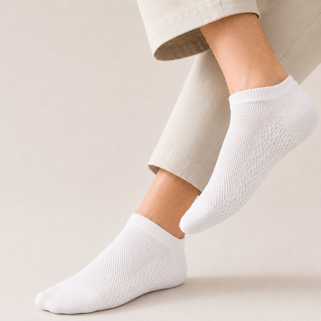 BASIQ Premium Cotton Mesh Ankle Socks – Breathable, Anti-Slip & Odor Control