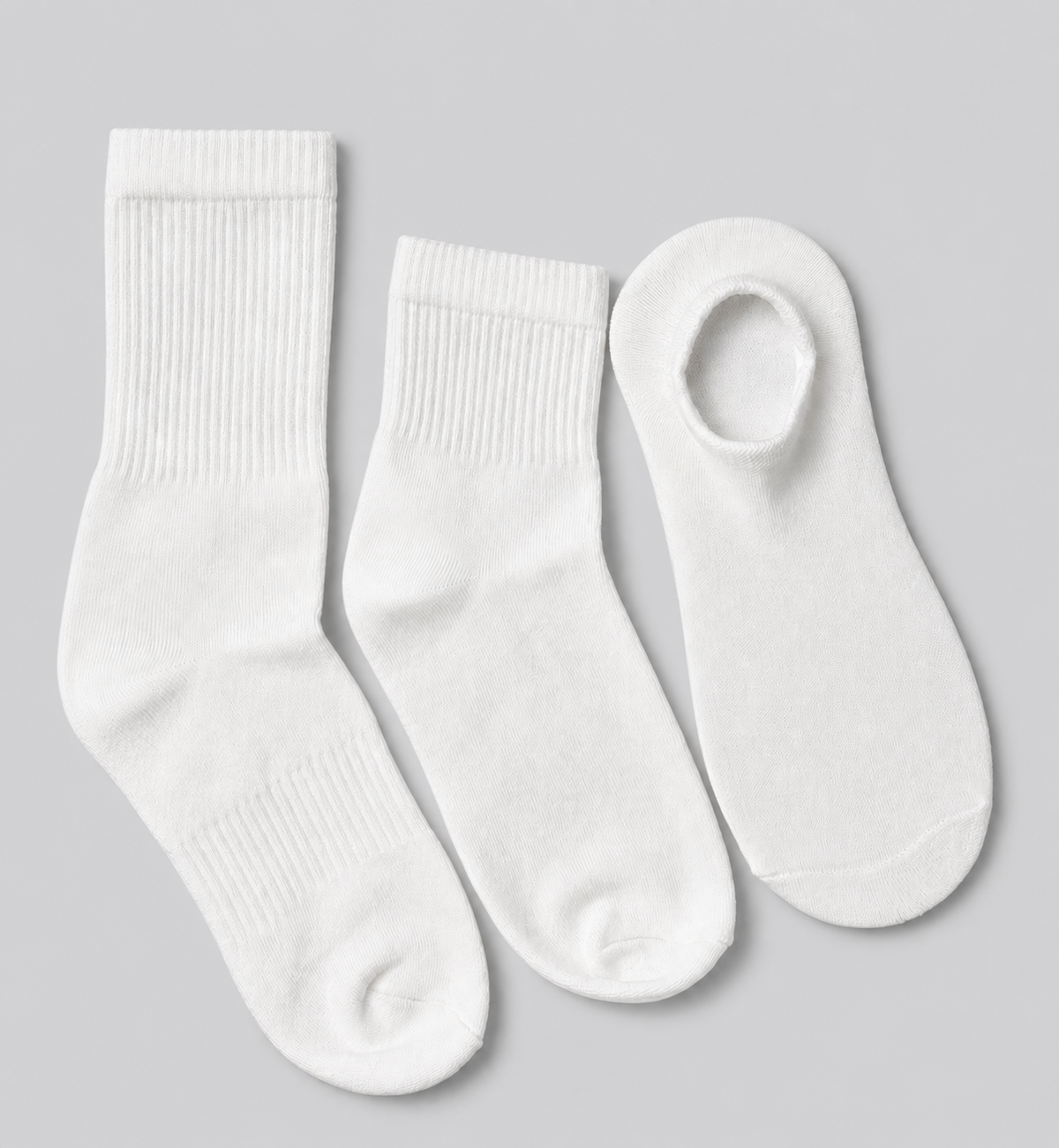 BASIQ Essential White Socks – 3 Pair Bundle | 3 Lengths