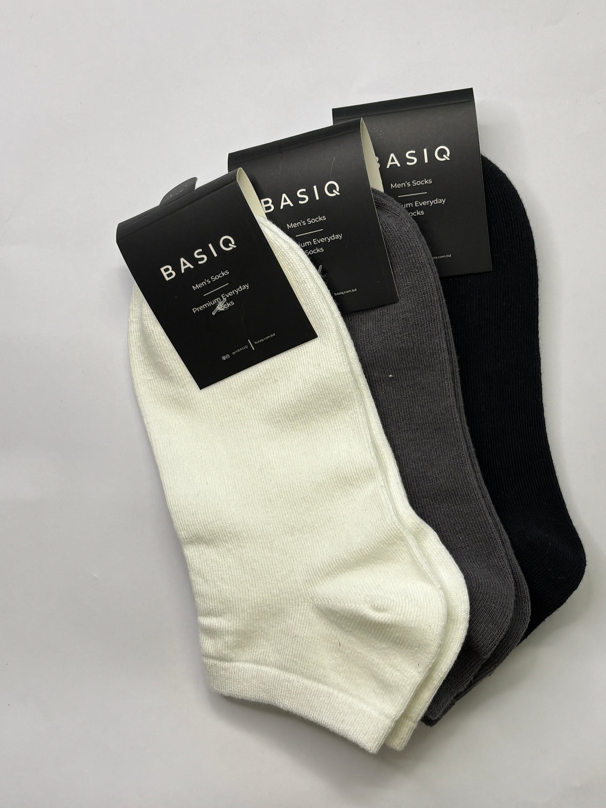 3 Pack Bundle - BASIQ Signature Ankle Socks solids - Antibacterial - Combed Cotton