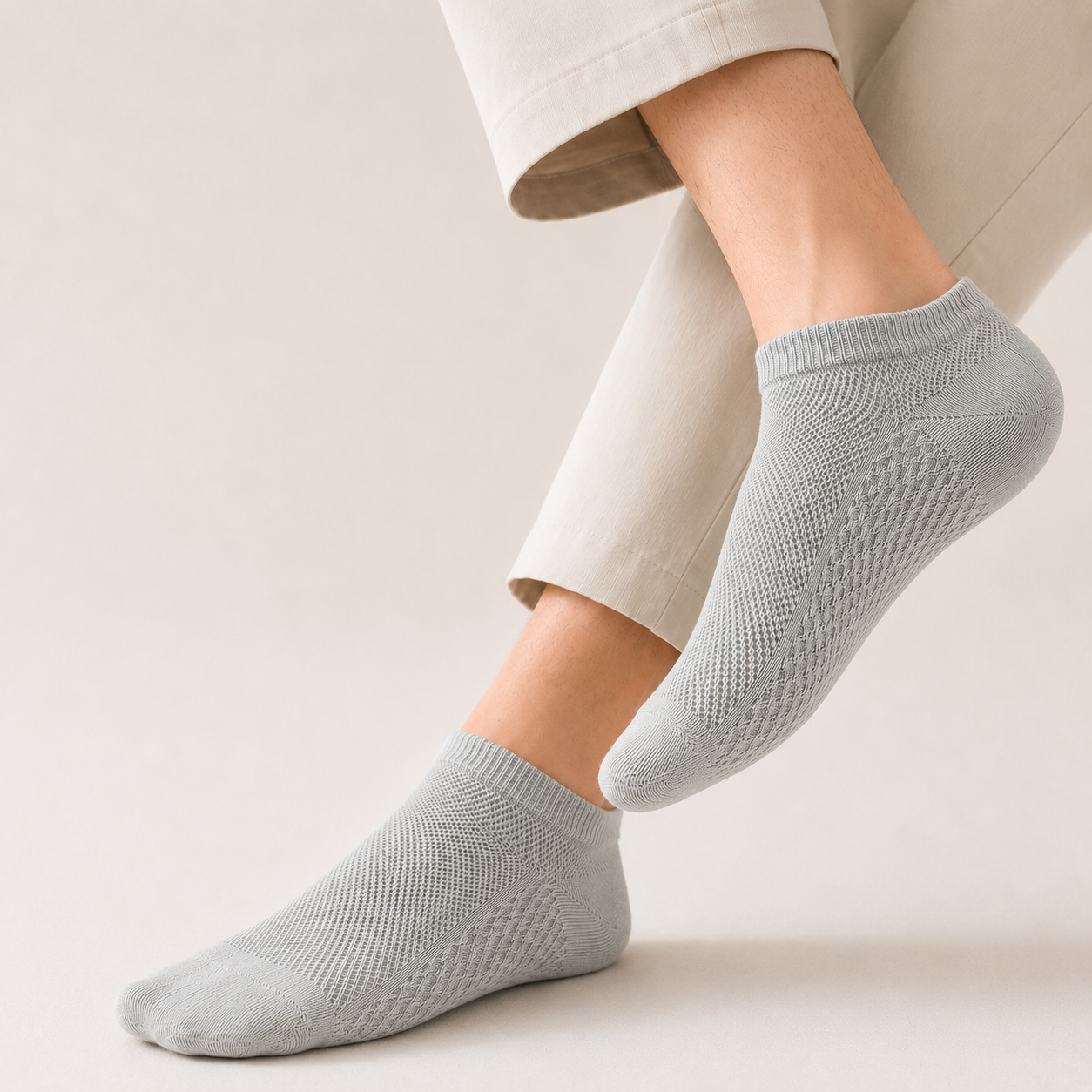 BASIQ Premium Cotton Mesh Ankle Socks – Breathable, Anti-Slip & Odor Control