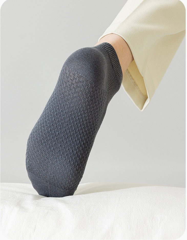 BASIQ Premium Cotton Mesh Ankle Socks – Breathable, Anti-Slip & Odor Control
