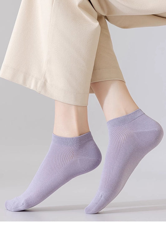 BASIQ Women's AirMesh 95% Combed cotton Ankle solid socks - anti odour, sweat absorbant, seamless, low cut socks