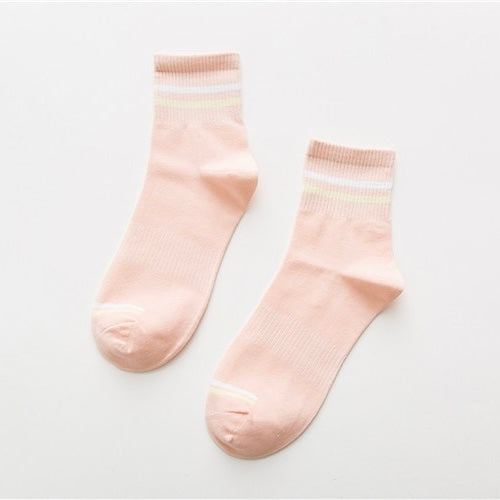 BASIQ Women’s Pastel Stripe Cotton Socks - 5 colors