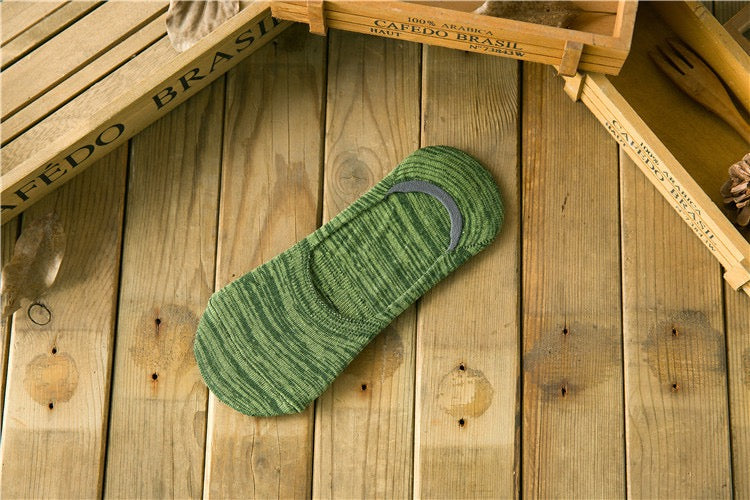 BASIQ Cotton Ethnic Invisible Socks | No-Show, Anti-Slip Silicone Grip, Breathable Unisex Loafer Socks