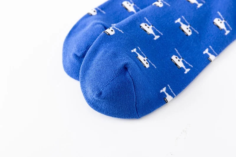 BASIQ 3 Pair Men’s Socks Bundle – Black Micro Dot, Burgundy Herringbone & Royal Blue Helicopter