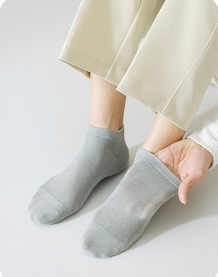 BASIQ Premium Cotton Mesh Ankle Socks – Breathable, Anti-Slip & Odor Control