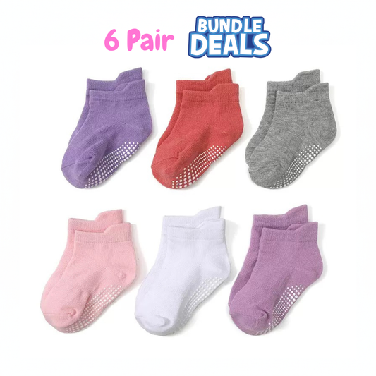 BASIQ kids Anti slip Combed Cotton solid girl 6 pair socks