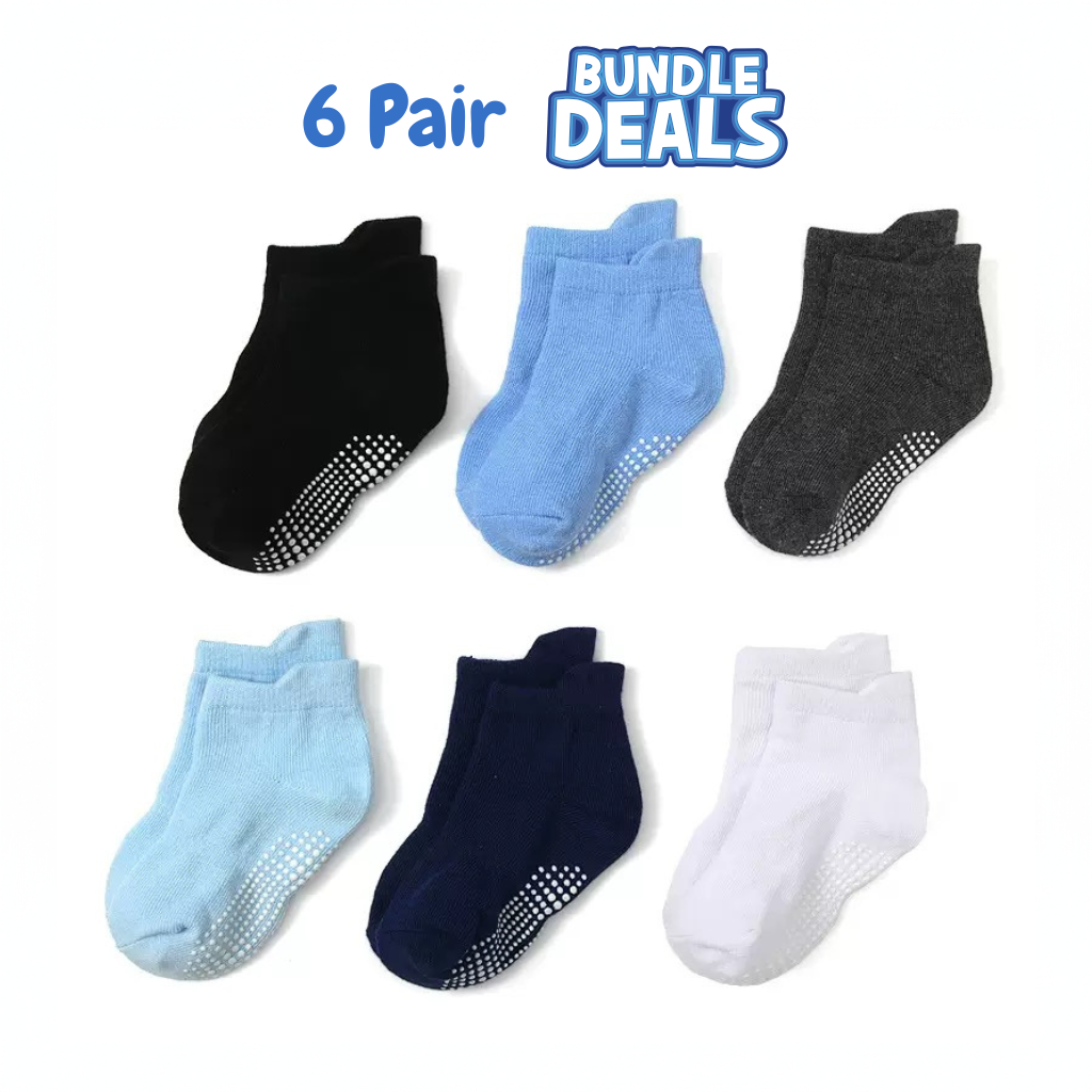 BASIQ Kids Anti slipping Solid Socks 6 pair Bundle