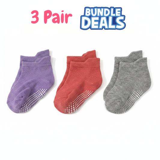 BASIQ 3 Pair Bundle kids Anti slip Combed Cotton solid girl