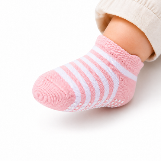 BASIQ First Steps Anti-Slip Combed Cotton Baby Girl Socks striped 6 Colors