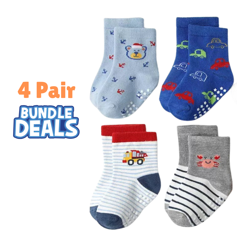BASIQ Trendy Anti Slip Combed Cotton kids socks 4 pair Bundle 2
