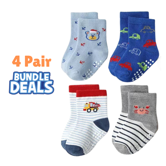 BASIQ Trendy Anti Slip Combed Cotton kids socks 4 pair Bundle 2